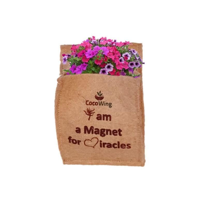 'I am a Magnet for Miracles' Wall Mounted Jute Grow Bag- Vertical Garden - Image 3